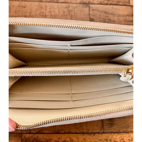 PRADA Saffiano Leather Long zip around Wallet in Cream - Picture 10 of 14